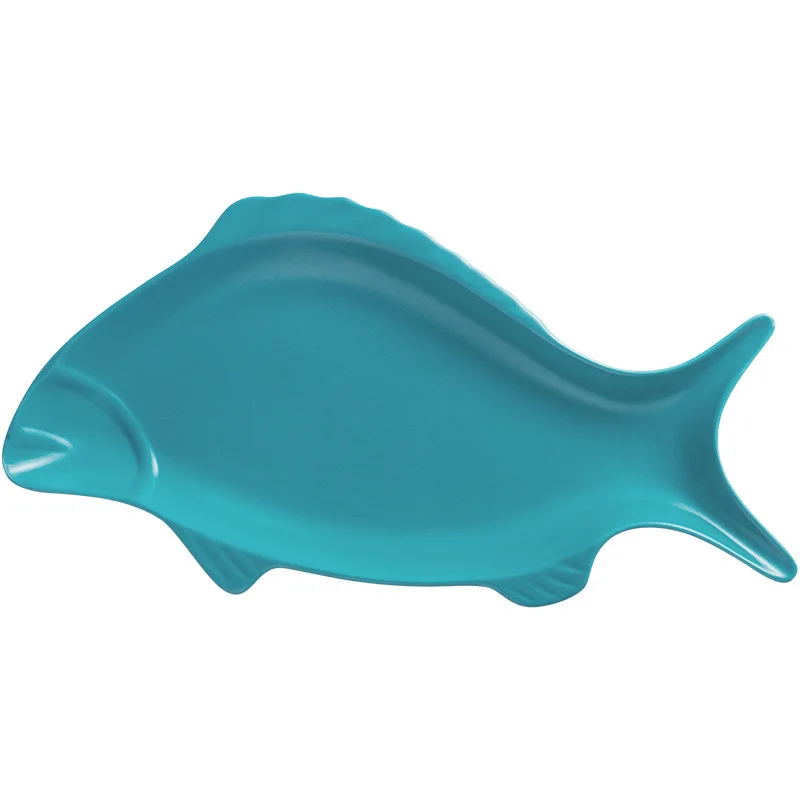 

Creative color glaze ceramic fish plate 14 inch ceramic plate pure color Western food plate kitchen department store customizati