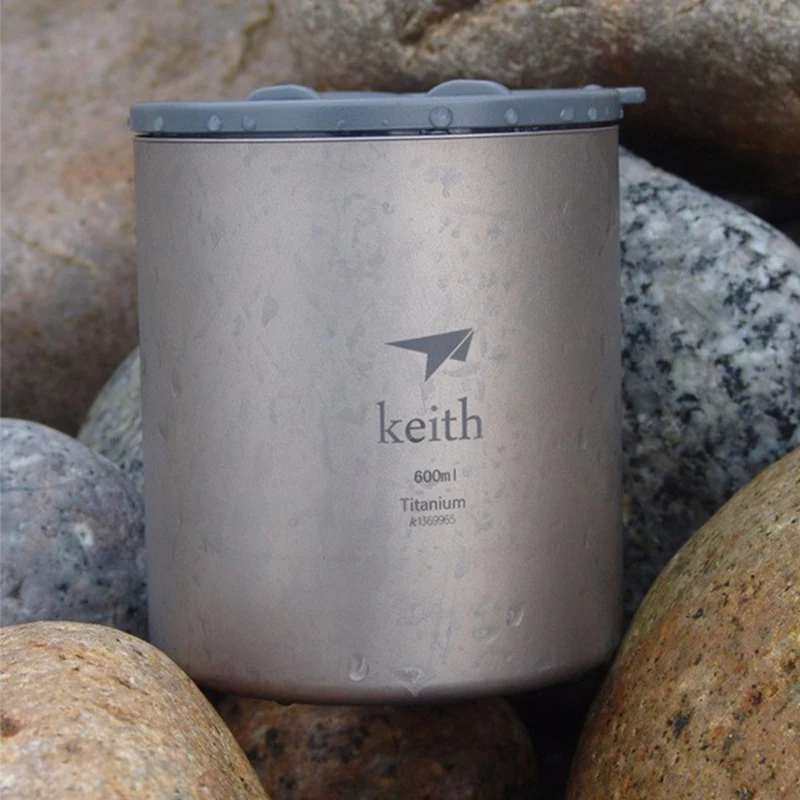 

600ml Mug Titanium Double-wall Cup With Lid Non-toxic Bacteriostatic Drinkware Copos For Camping Hiking 182g Ti3306