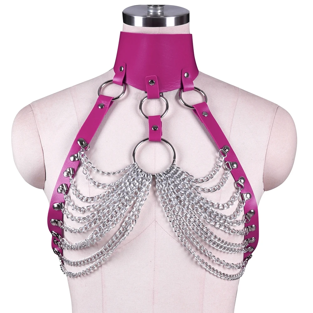 Women Sexy Lingerie Leather Body Cage Bondage Harness 90s Body Harness Belt Gothic Crop Tops Cage Bralette Fetish Harness