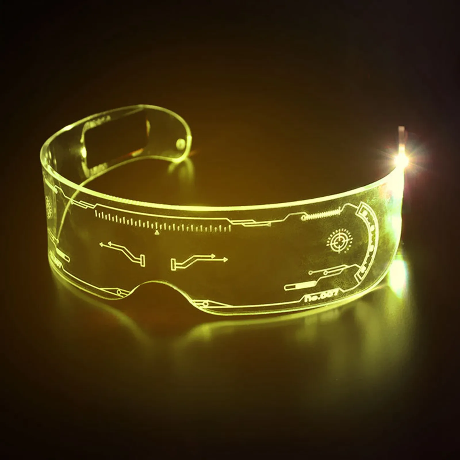 Cool Luminous LED Glasses Glowing Costume Neon Light Flashing Sunglasses Punk Goggles Cyber Future Cosplay Party Glow | Дом и сад