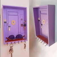 keychain key hanger rack purple box retro home decoration wall decoration handmade decoration entry porch storage pendant