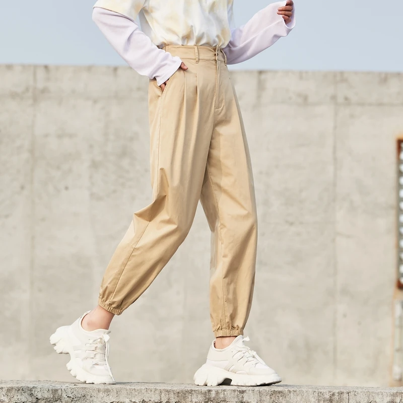 

SEMIR Casual Pants Women Bloomers Suit Elastic Waist 2021 Spring And Autumn New Loose-Fitting Pants