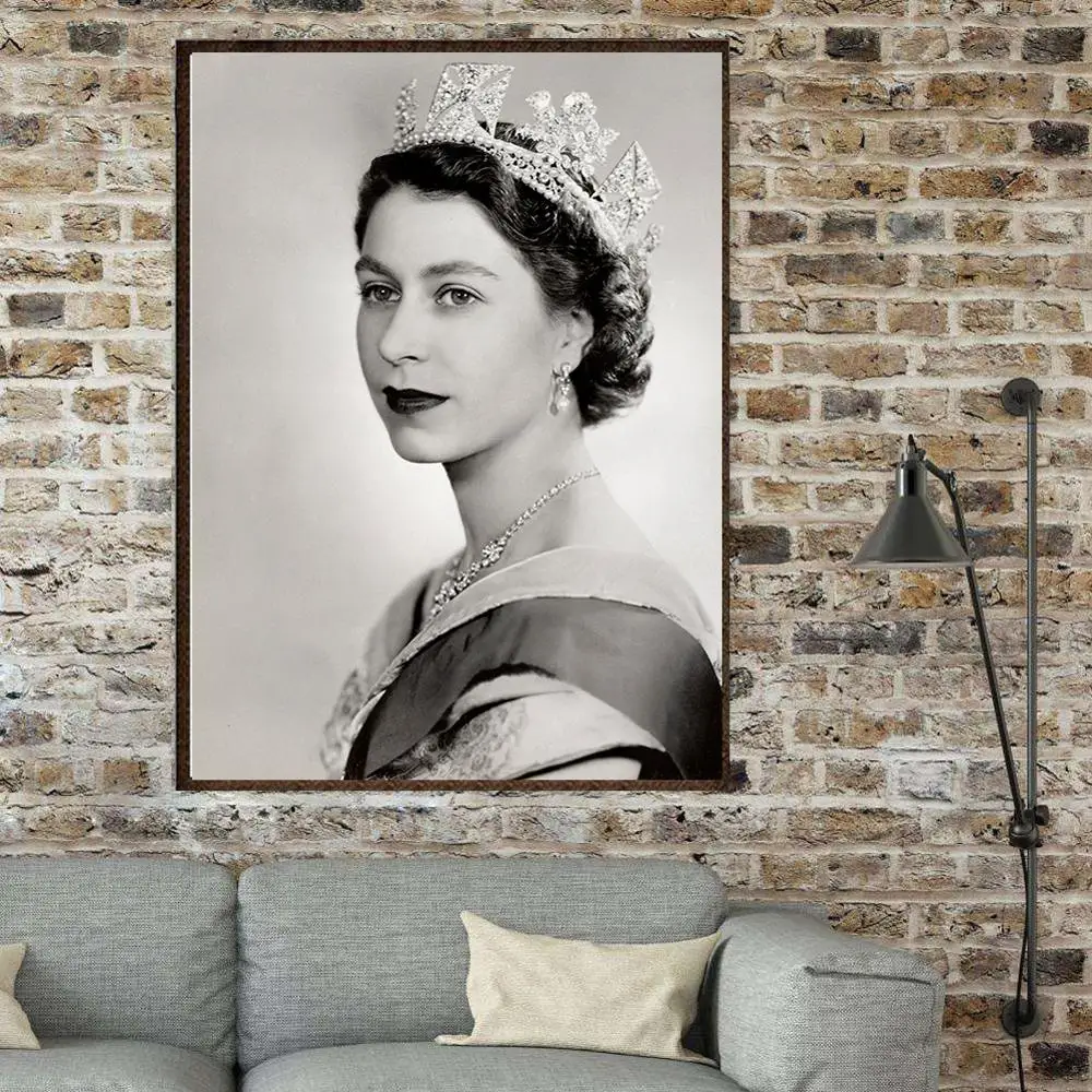 Elizabeth II Young portrait queen холщовая живопись высокого качества плакаты и репродукции, настенное искусство холст для бара настенное уркашение для гостинной
