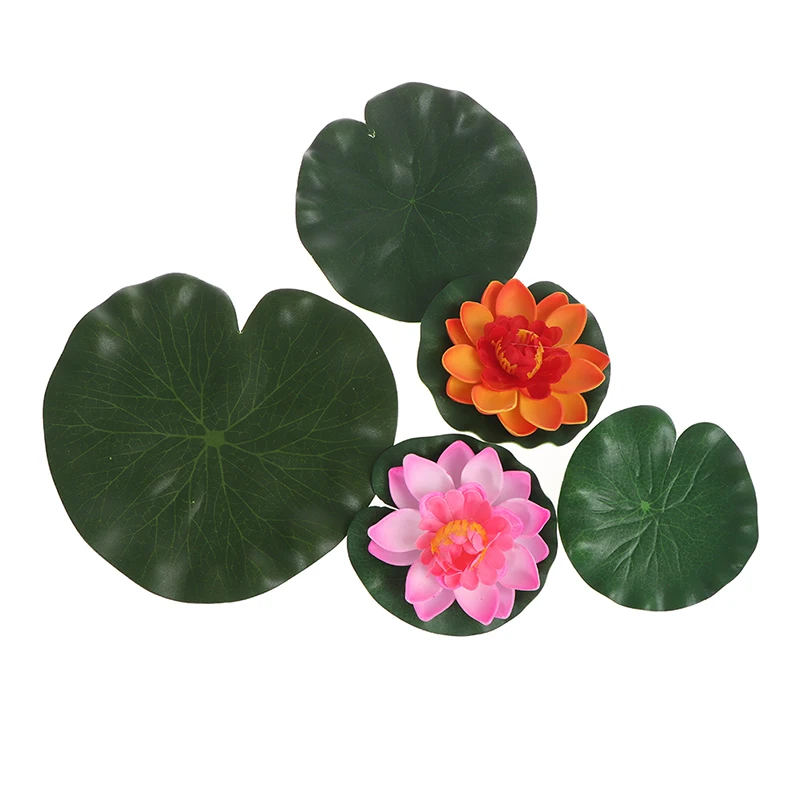 

3Pcs Floating Lotus Mixed Color Artificial Flower Lifelike for Pond Garden