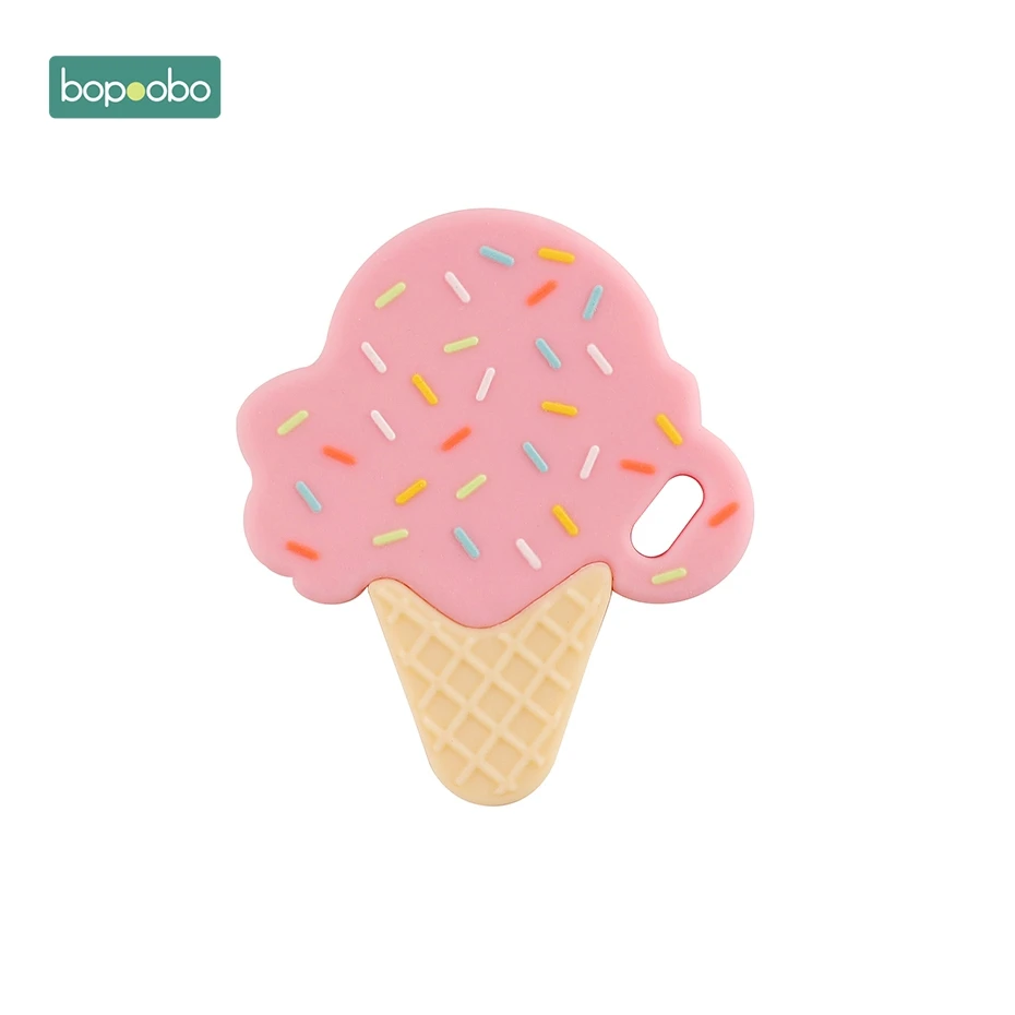 Bopoobo 1 шт., детский прорезыватель, соски, клипсы, подарок для ребенка, пищевые силиконовые грызуны, прорезыватель из бисера, BPA бесплатно, подарок для ребенка, игрушки, силиконовые бусины - Цвет: Pink Ice Cream