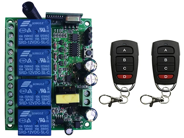 AC110V 220V 230V 10A Relay 4CH 4 CH Wireless RF Remote Control Light Switch Output Radio Receiver Module +Transmitter | Обустройство