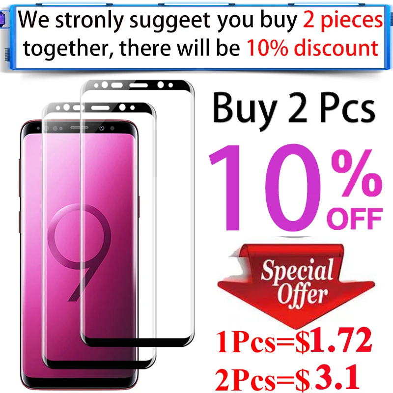 3D закаленное стекло для samsung s8 galaxy s9 plus защита экрана s 8 9 экранный протектор tremp