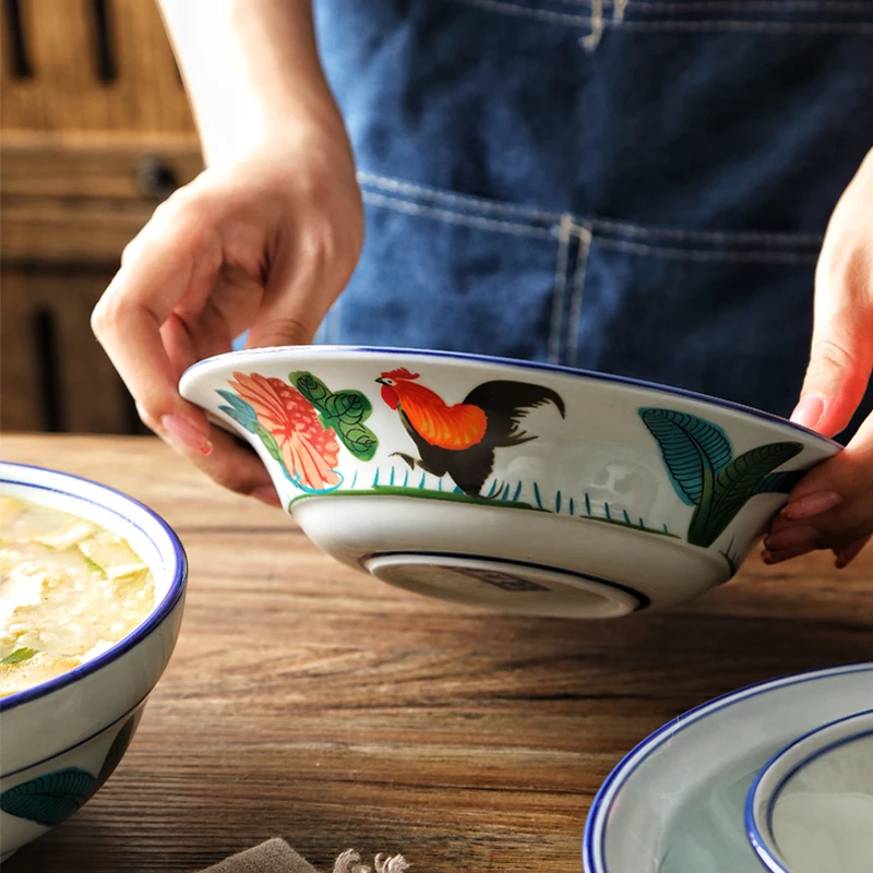 Бесплатная доставка оригинальная керамическая винтажная миска с узором петуха