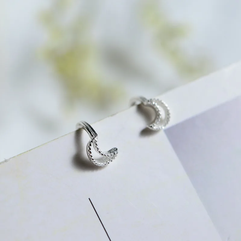Moon Форма Кафф 925 пробы серебряные клипсы для ушей в форме Для женщин мужские
