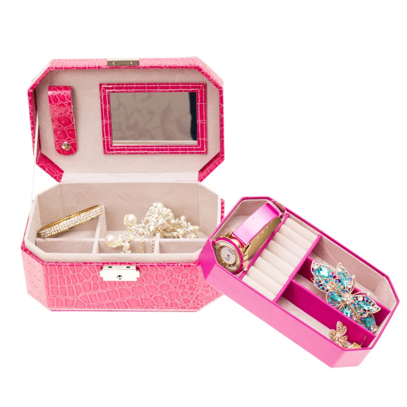 Винтажный портативный простой и свежий кожаный бокс для сережек гвоздиков колец