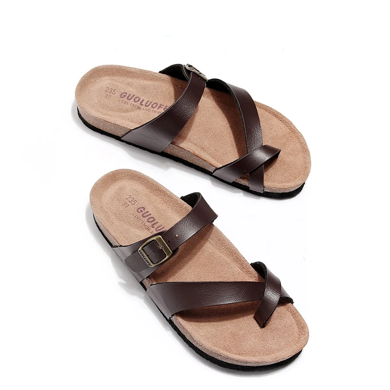 

Шлепанцы из пробки для пар, летние модные тапочки с закрытым носком, женские повседневные Нескользящие пляжные туфли, уличная одежда, плоск...