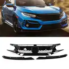 Глянцевая черная решетка для передней решетки типа R с сотовой сеткой для фар и век для Honda Civic 2019, 2020, 2021, Стайлинг автомобиля