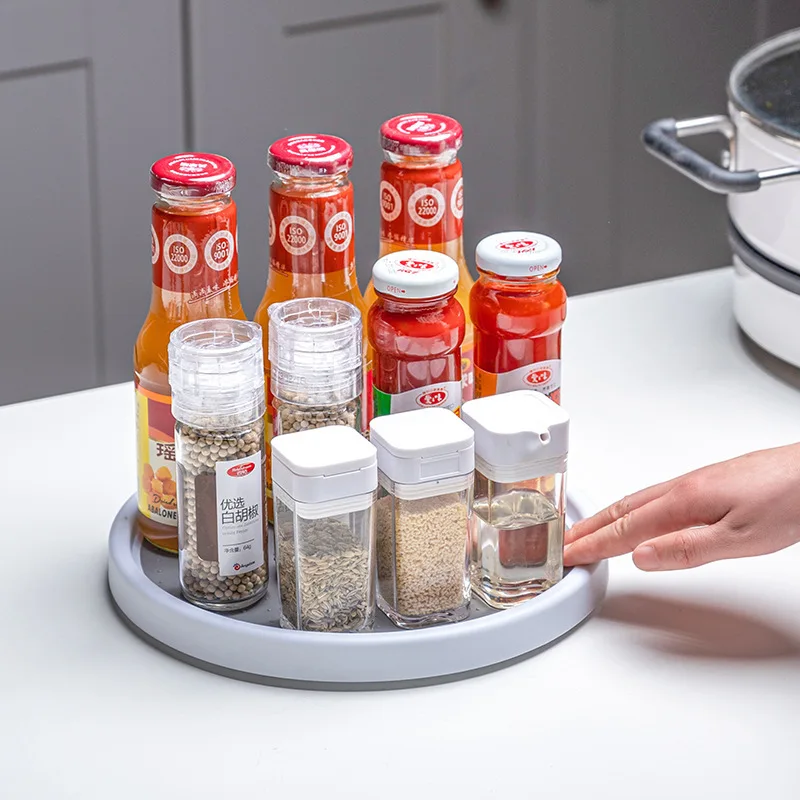 

Rotatable Kitchen Seasoning Storage Organizer Spice Shelf Rack Spice Jar Condiment Bottles Tray Kitchen Storage Accessories