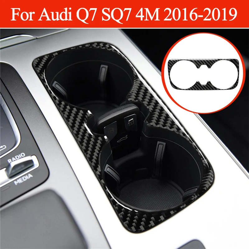 

Углеродное волокно для Audi Q7 SQ7 4M 2016-2019 держатель стакана для воды панель Декоративные наклейки аксессуары