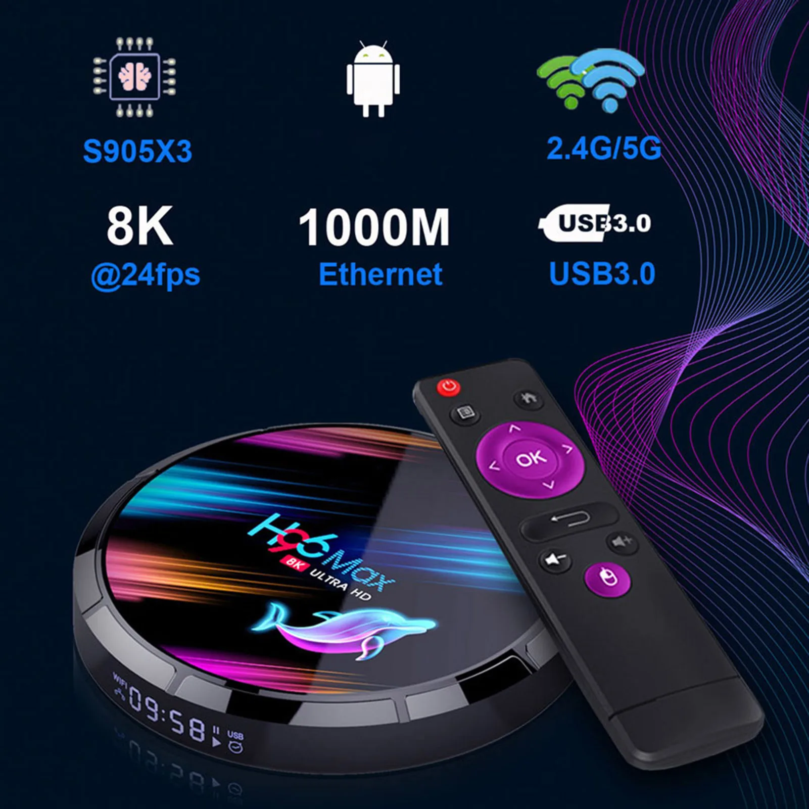 ТВ-приставка H96 Transpeed S905 X3 Max Mini для Android 9 0 высокой четкости 4 Гб + 32 ГБ адаптер очень