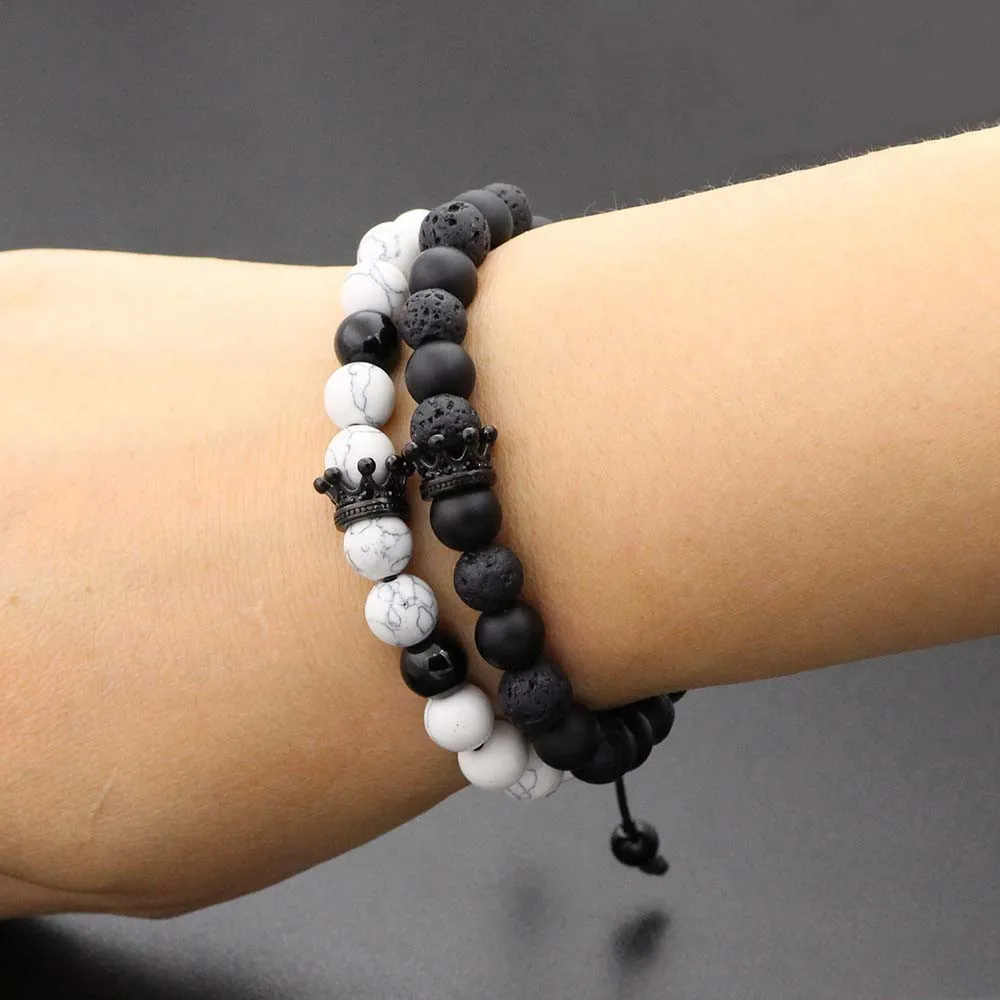 Набор браслетов из бусин натурального камня для мужчин и женщин|Плетеные