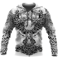 vikings tattoo 3d overall printed fashion hoodies autumn and winter unisex casual zipper hoodies dy112