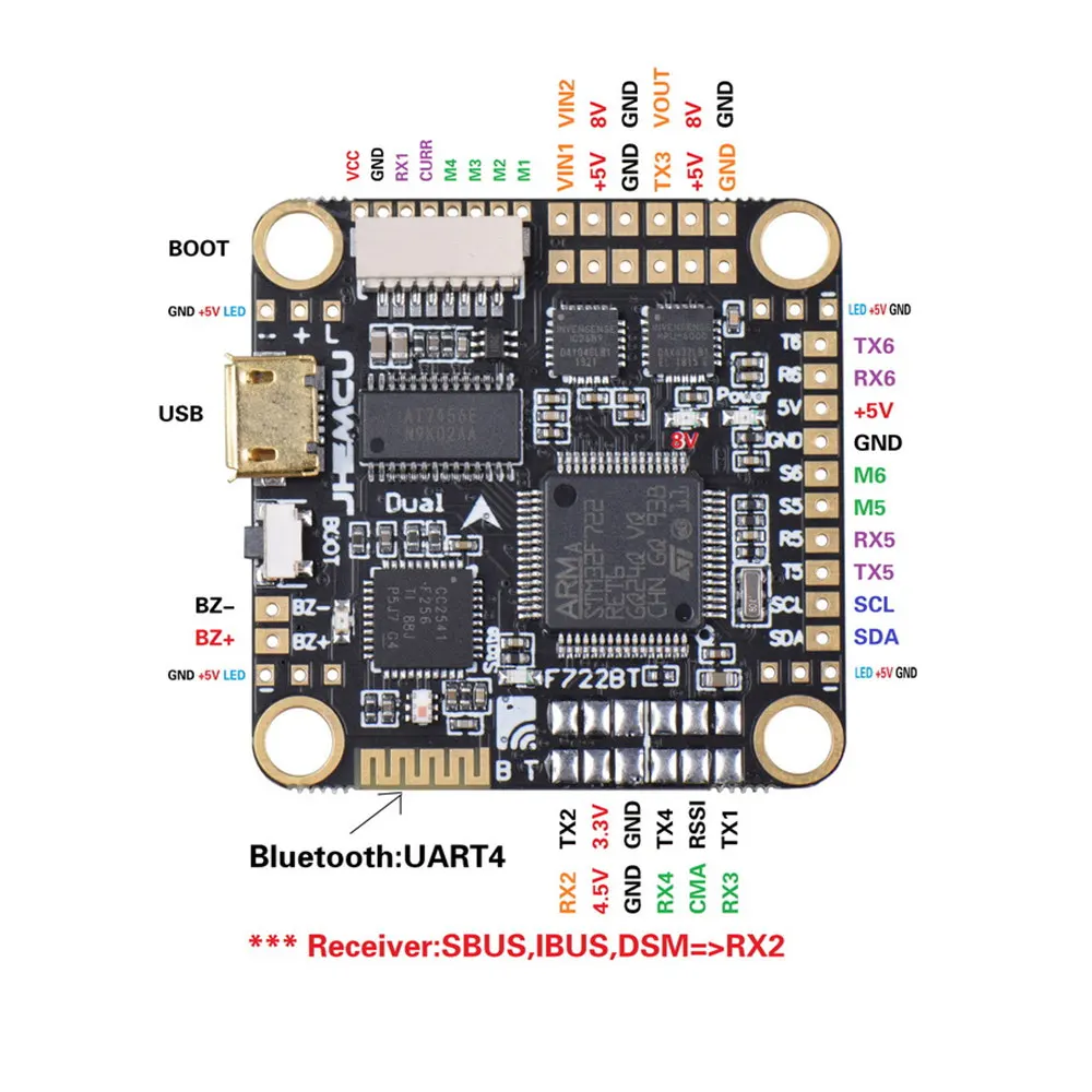 JHEMCU F7BT двойное управление полетом OSD BEC 5 в 8 двойным гироскопом Betaflight для DJIVTX FPV