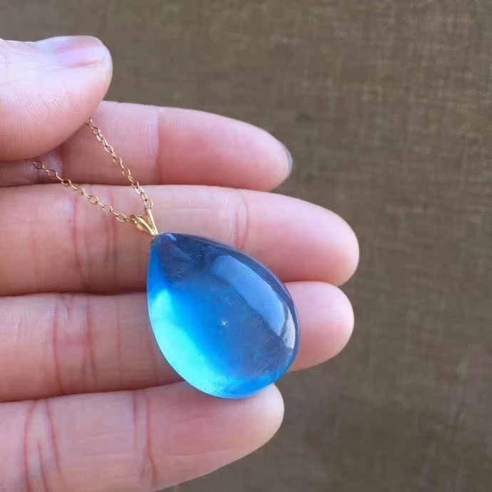 Натуральный аквамарин подвеска для мужчин и женщин новый подарок 28*22*12 мм синий