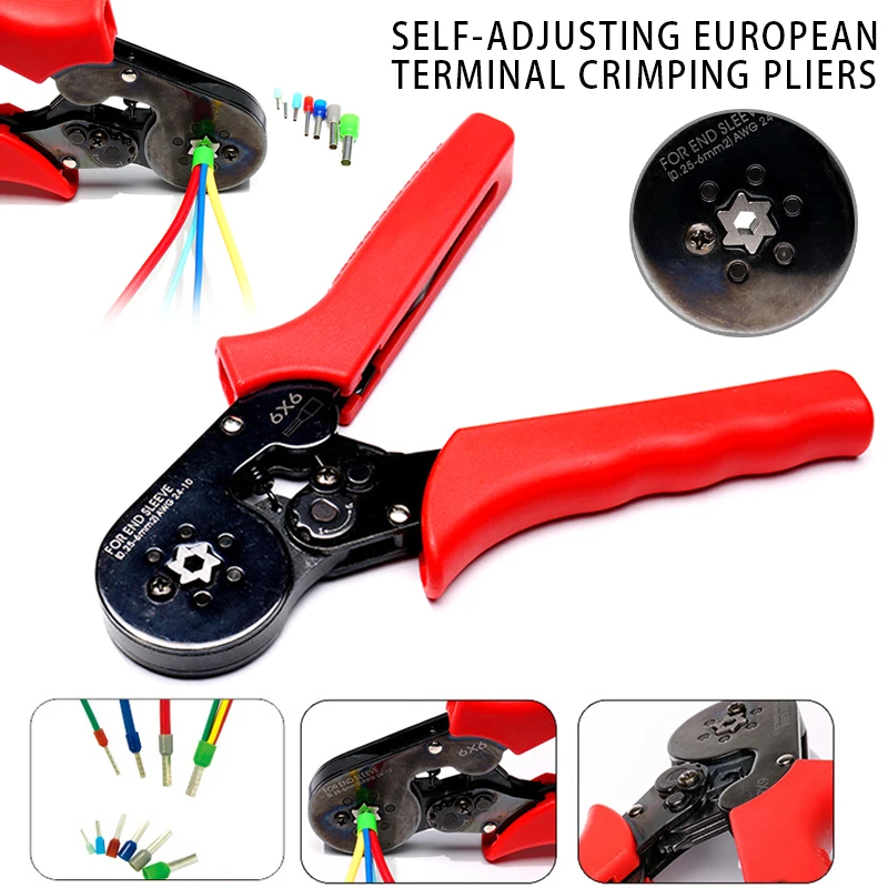 

Newly Crimping Pliers 0.25-6mm AWG 24-10 Self-adjusting European Hexagonal Terminal Crimping Pliers Crimp Hand Tools XSD