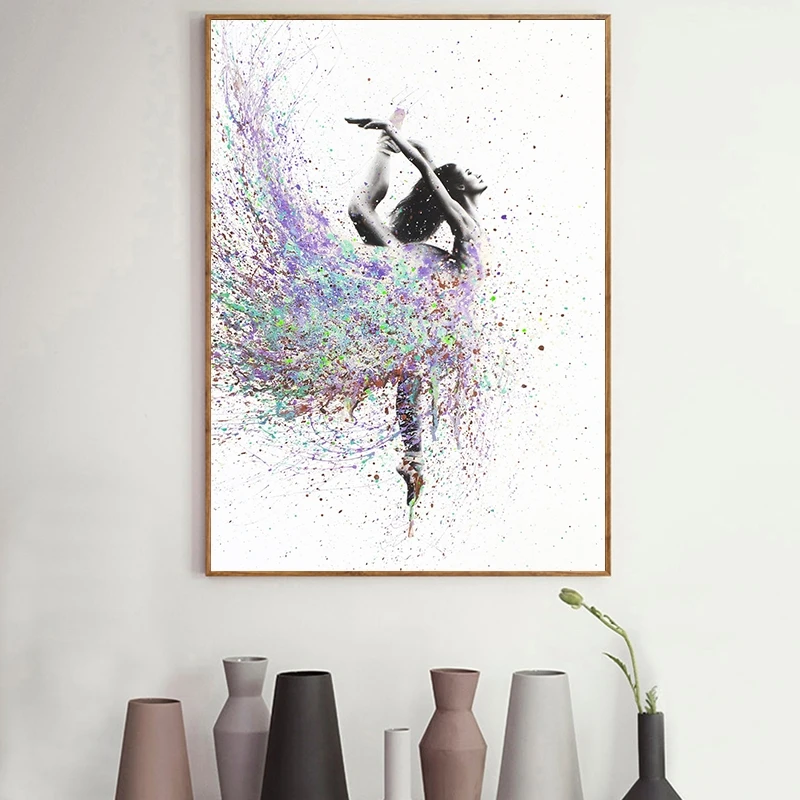 Абстрактная танцующая девушка плакат Холст Картина балерины плакаты и печать
