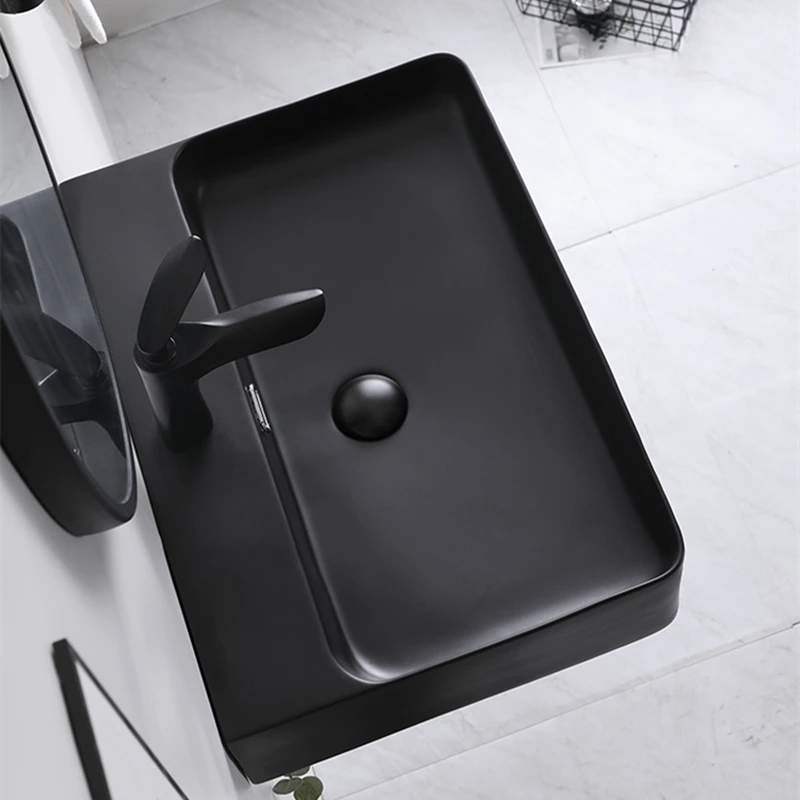 

Matte Black Wash Hand Basins Wall-hung Wash Basin Simple Ceramic Hanging Basin Integrated Basin Bathroom Sink Bowls Shampoo Sink