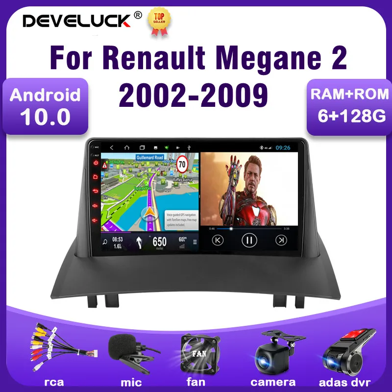 

Android 10 Car Radio Multimedia Video Player For Renault Megane 2 2002 - 2009 GPS Navigation 2 Din Stereo speakers FM Wifi 4G