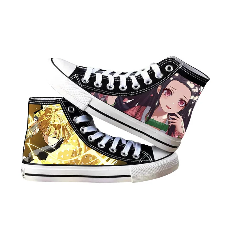 

Anime Demon Slayer Kimetsu No Yaiba Shoes High Help Canvas Man Woman Students Cosplay Kamado Tanjirou Shoes Casual
