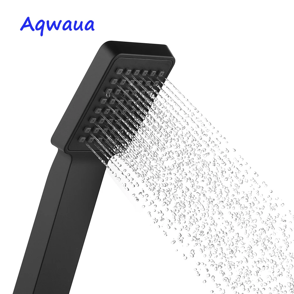 aqwaua black handheld shower head abs plastic bathroom sprayer water saving hand shower single function for bathroom accessories free global shipping