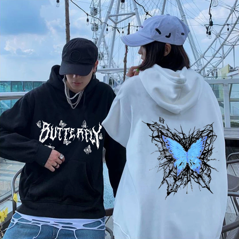 

Men's Trendy Loose Casual Sweater Men Hoodies Sweatshirts Fashion Hot Sale Of The Season Harajuku Hoodie Butterfly Print