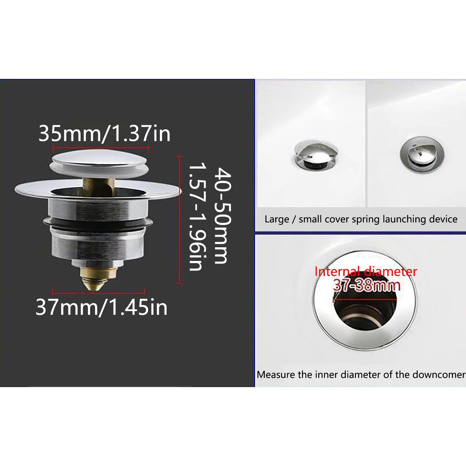 

Universal Wash Basin Core Bounce -drain Filter -pop Up Bathroom Sink Plug New