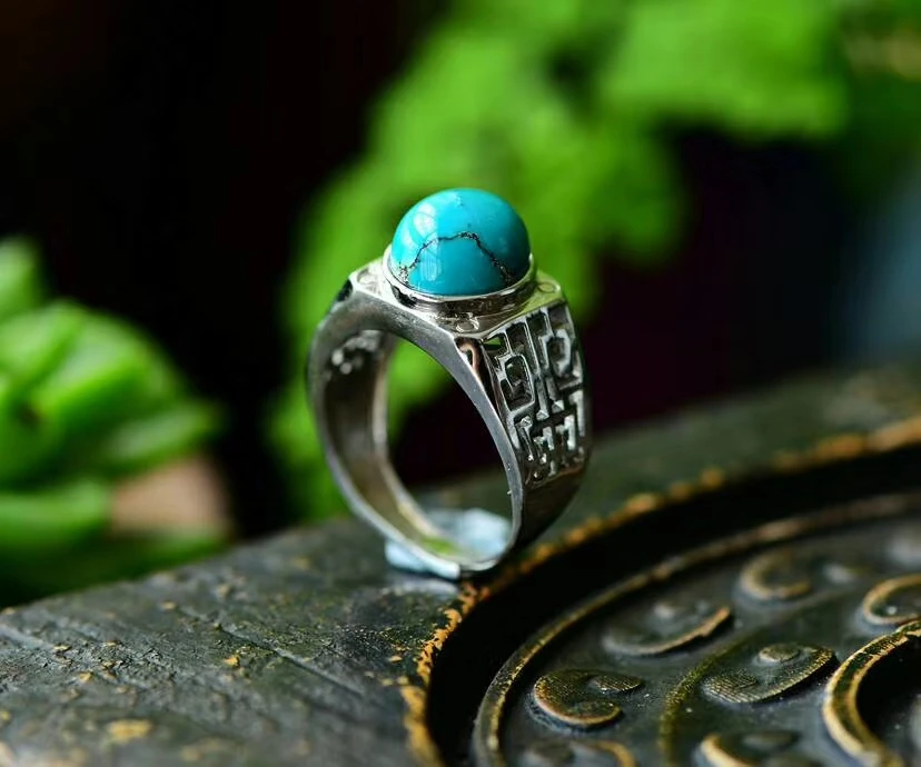 Естественный бирюзово-зеленый кристалл регулируемое женское кольцо серебро 925