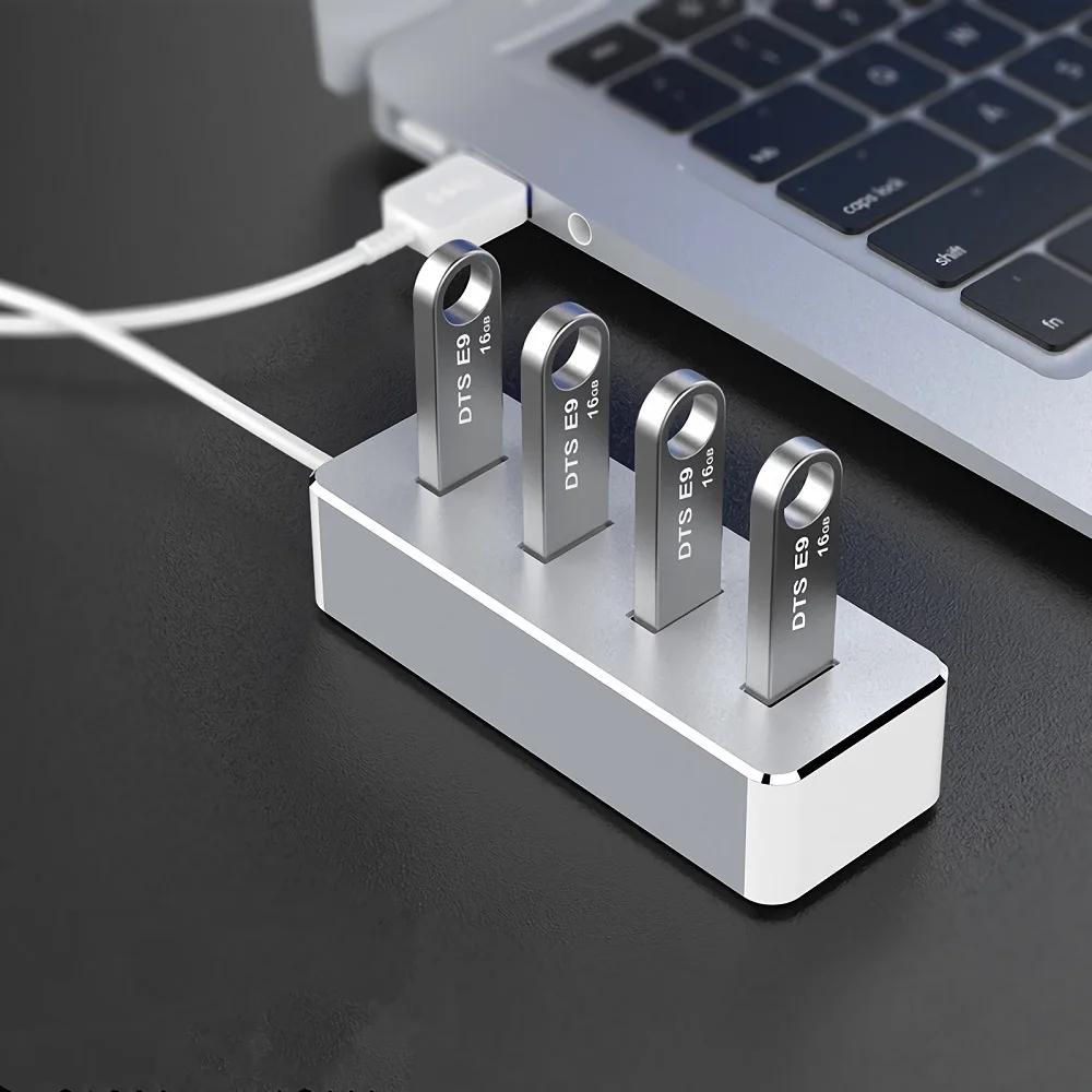 

4-Port USB Hub Splitter High Speed Transmission 3.0 USB Hub With 3.5MM Power Supply Interface USB Hub 1 Drag 4 USB Hub