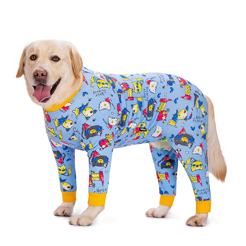 Fashion Printed Big Dog Pajamas Cotton Contains Shedding Hair Surgery Recovery Suit Sport Full Bodysuit Jumpsuit for Large Dogs | Дом и сад