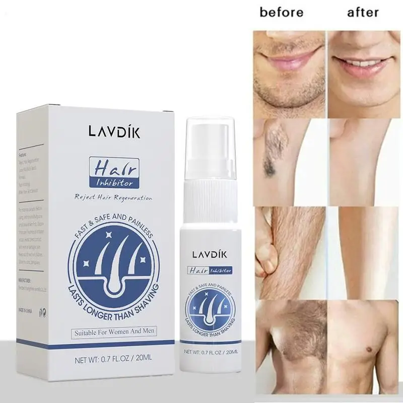 

Permanent Hair Growth Remove Inhibit Spray Beard Bikini Intimate Legs Body Armpit Painless Stop Hair 20Ml