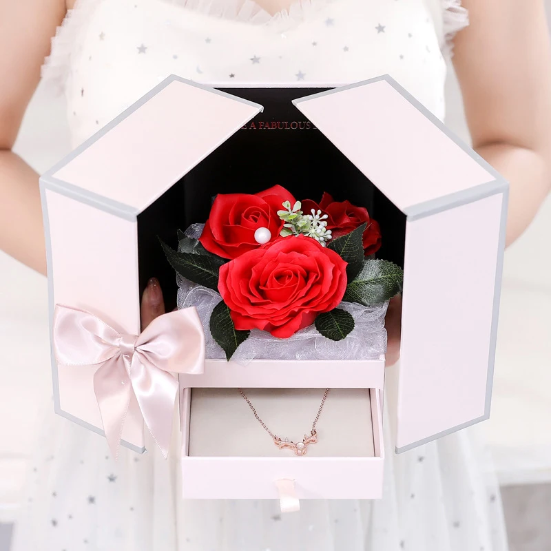 

Eternal Scented Rose Flower With Glass Vase Artificial Flower Gift For New Year Valentine Christmas Romantic Wedding Home Decor