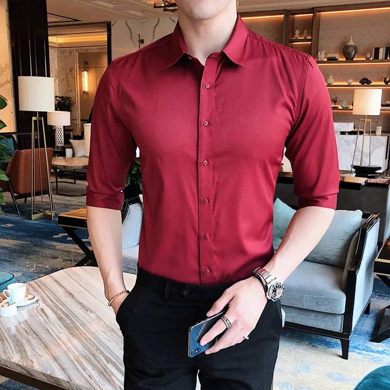 2019 брендовая одежда мужская летняя Высококачественная рубашка из чистого хлопка