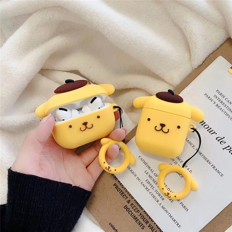 

3D Pudding Dog Bluetooth Earphone Case for Airpods Pro Cute Protective Cover for Airpod Pro 1 2 3 Accessories with ring strap