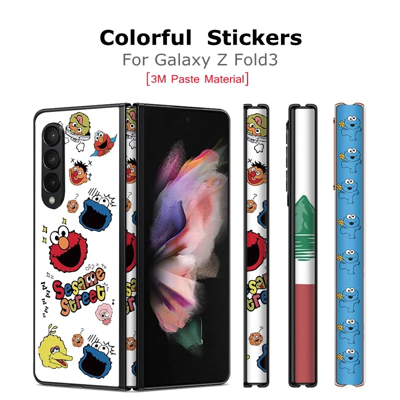 Colorful Anti-Scratch Sticker For Samsung Galaxy Z Fold3 Back+Side Protective Film For Z Fold 3 Cover