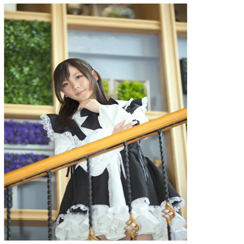 

Women Maid Outfit Anime Long Dress Black and White Apron Dress Lolita Dresses Men Cafe Costume Cosplay Costume Mucama