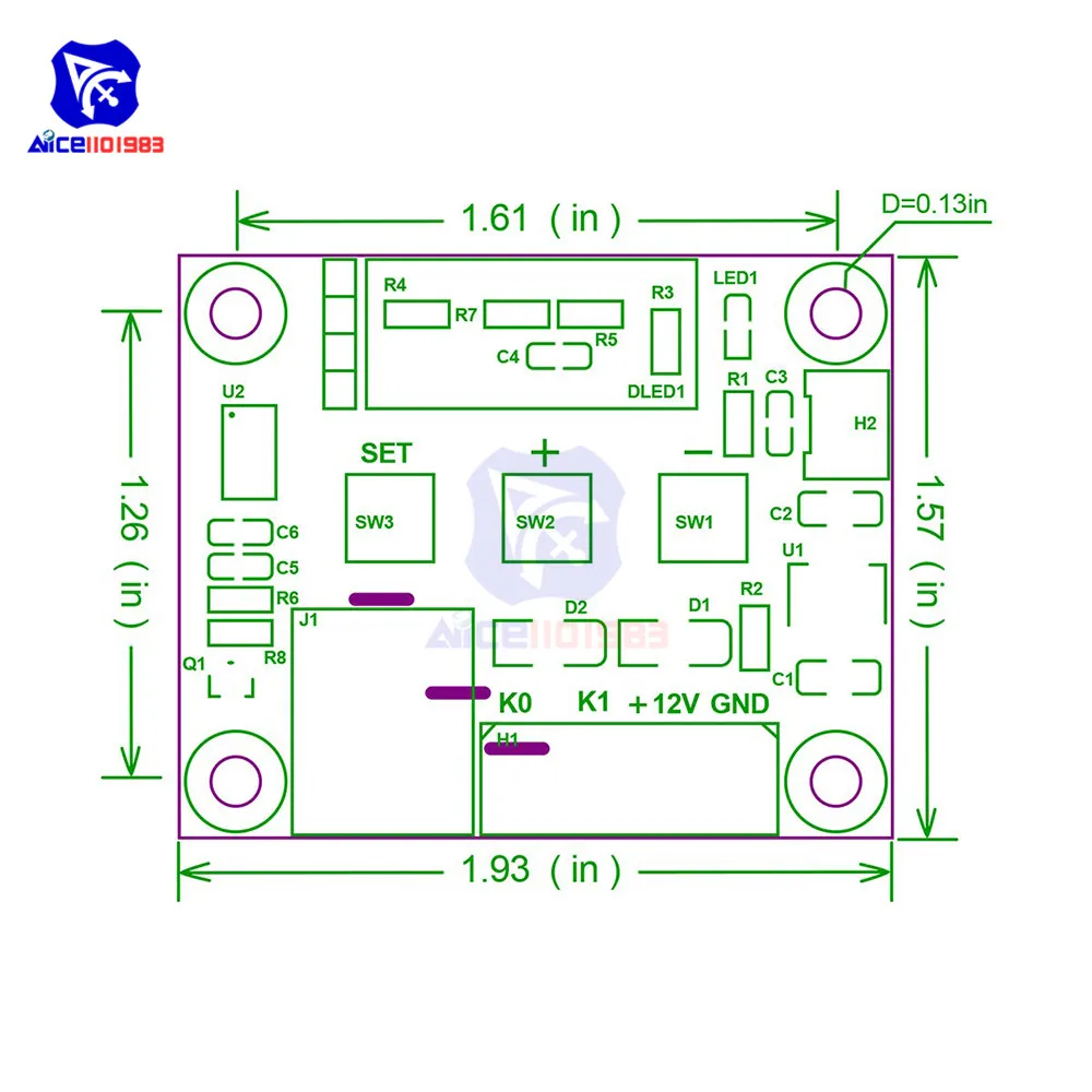 Diymore W1209 DC 12V LED Цифровой фотомодуль температурный контроллер/w NTC термистор