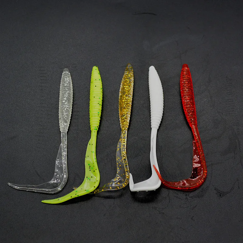 

Fishing Soft Lure Bait Sickle Reaping Tails 9.3cm/14.5cm Worm Artificial Lures Jig Head Texas Rig Lot 5 Pieces