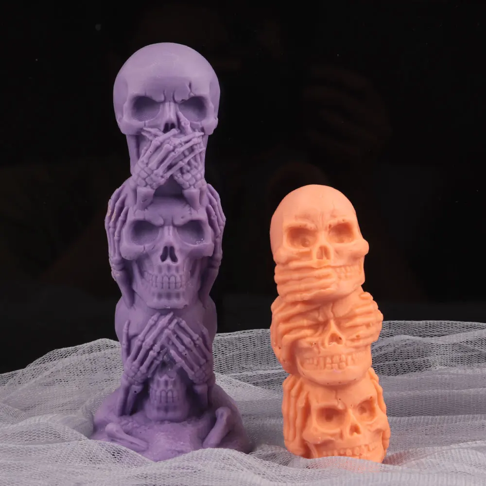 

Halloween Coffin Skulls Silicone Candle Mold DIY Epoxy Resin Aromatherapy Candle Plaster Crafts Party Supplies Pumpkin Cake Mold
