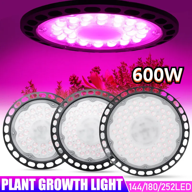

LED Grow Light 300W 400W 600W Full Spectrum UFO Phyto Lamp Waterproof for Plant Factory Greenhouse Hydroponic Seeds AC180-245V