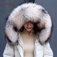 hot new arrival raccoon gaux fur collar winter scarf for women winter jackets hood fur decoration multicolor shawl mens coat