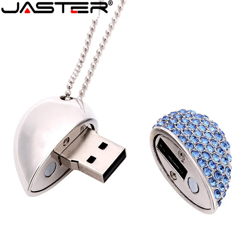 USB флеш накопитель в форме сердца JASTER металлический с цепочкой 4 ГБ 8 16 32 64 карта