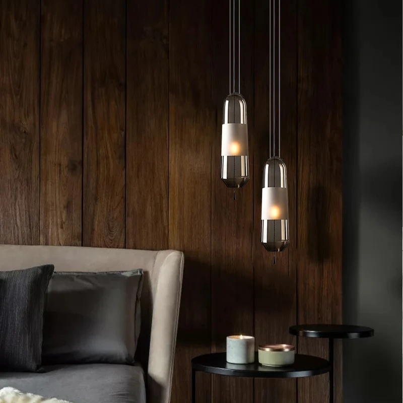 Скандинавские творческие светодиодные подвесные светильники из стекла с одной головой, подвешенные в спальне, украшение для кровати, ресторанные приспособления.
