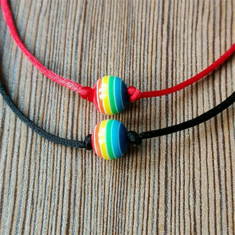 

2 Pcs/set New Rainbow Sead Brads Bracelet Set Men Women Handmade Braided Black Red Rope Bracelet Homme Jewelry