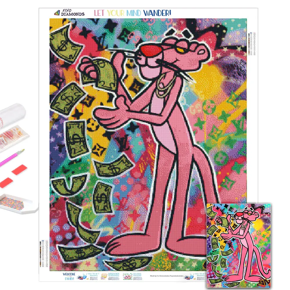 Алмазная живопись 5D сделай сам картина из аниме Розовая пантера искусство