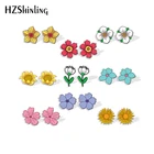 Новинка 2021, весенние серьги-гвоздики в виде цветов, зеркальные серьги из акриловой смолы, эпоксидная смола, для девушек